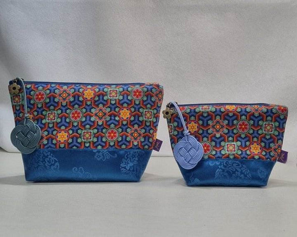 Traditional Korean Hanbok Pouch – Handmade Dancheong - Inspired Linen Bag - KremberryStudio