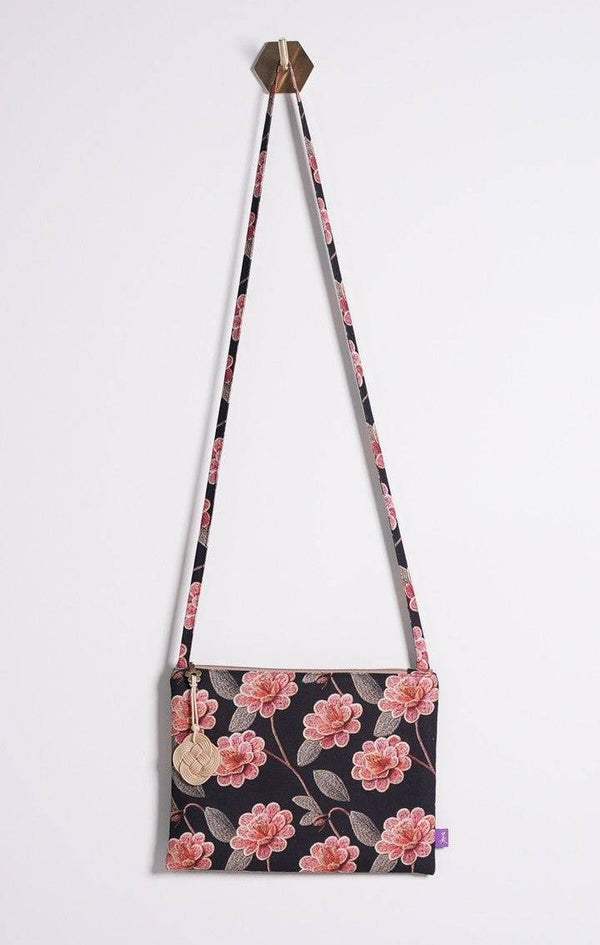 Traditional Korean Obang Crossbody Bag – Handmade with Hanbok Silk & Eco Linen - KremberryStudio